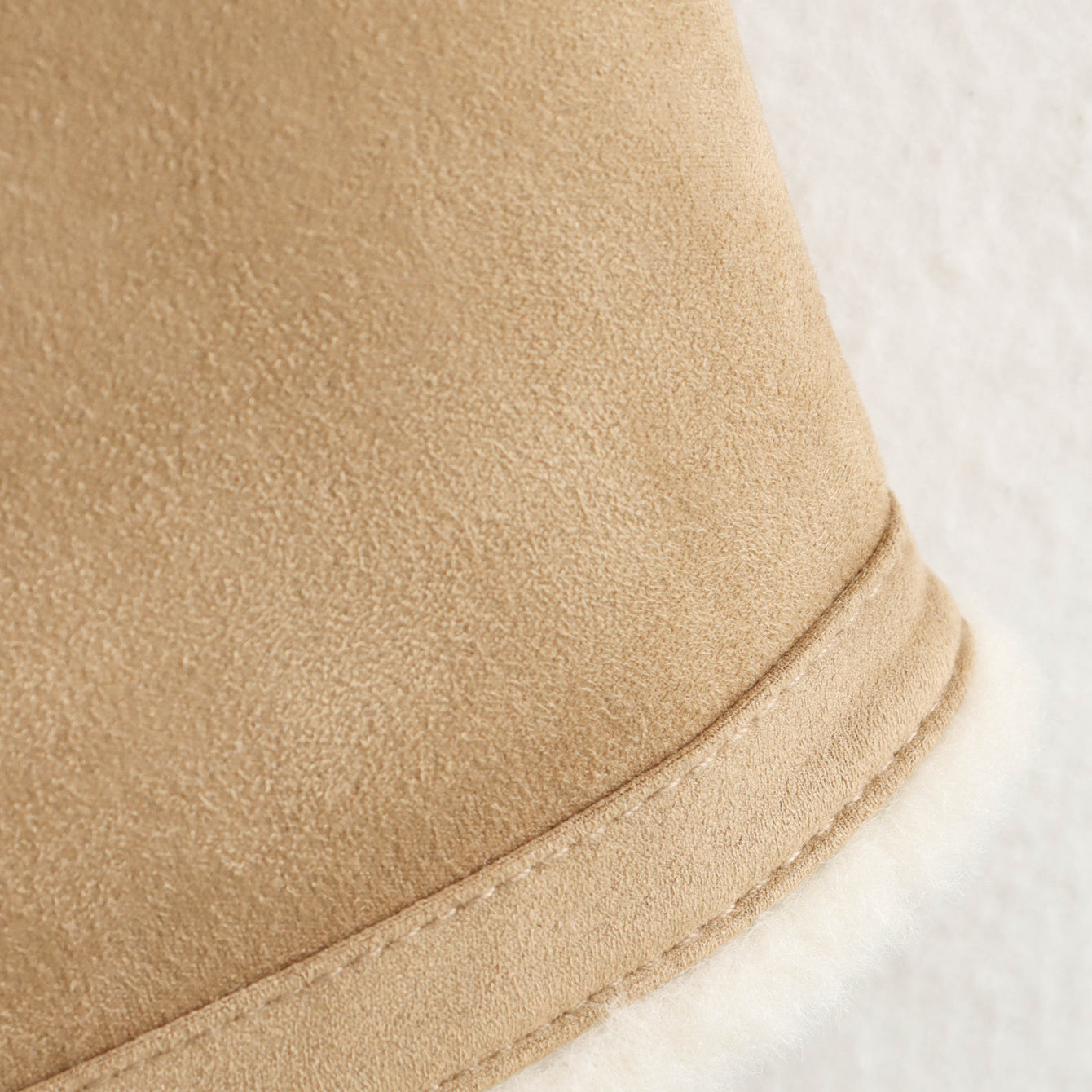 Beige sheepskin-lined Langry fashion suede boot with stitching detail