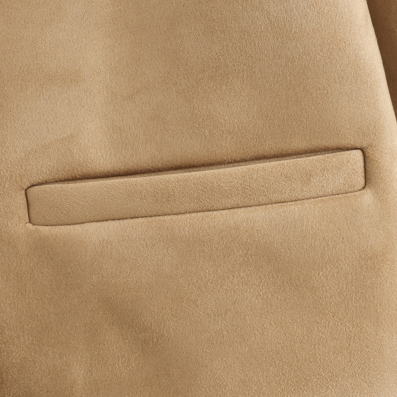 Beige suede pocket detail on Langry fashion winter short coat