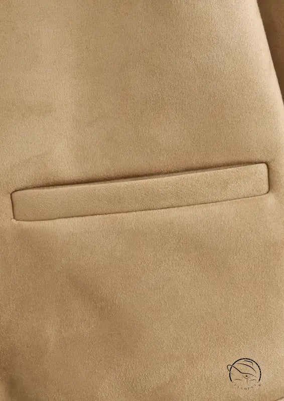 Beige suede pocket detail on Langry winter fashion short coat