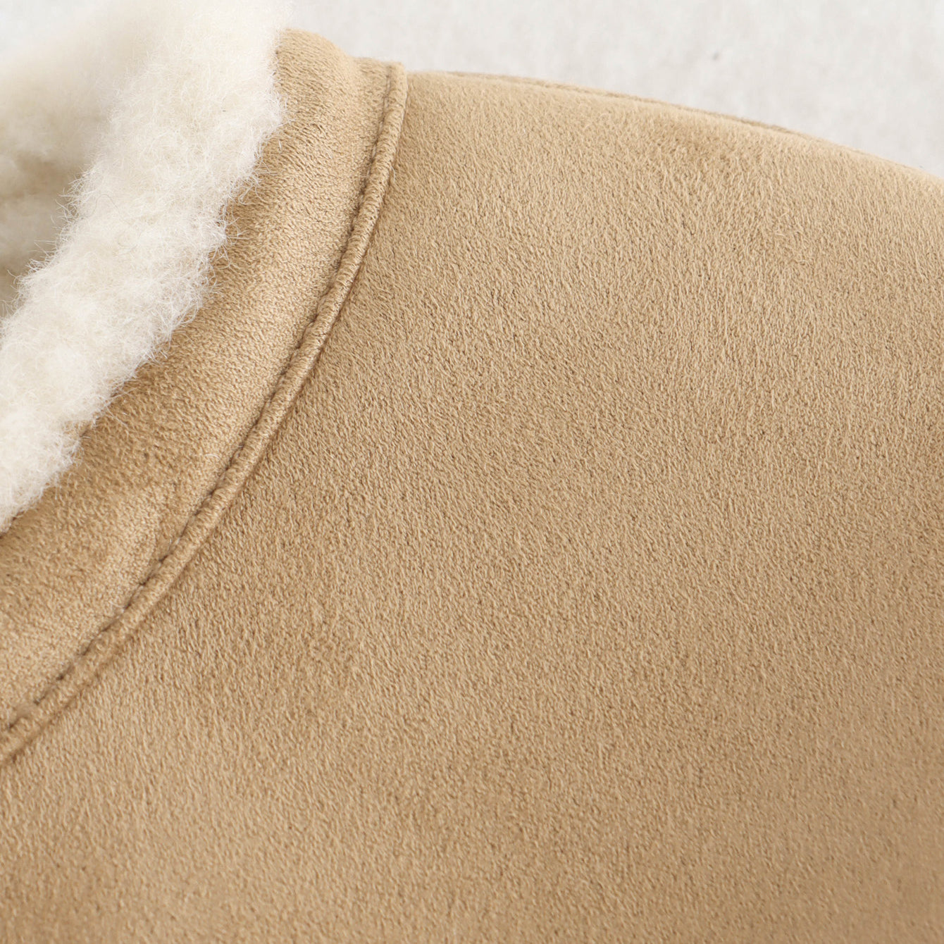 Langry fashion beige shearling-lined bootie with fur trim for winter coats