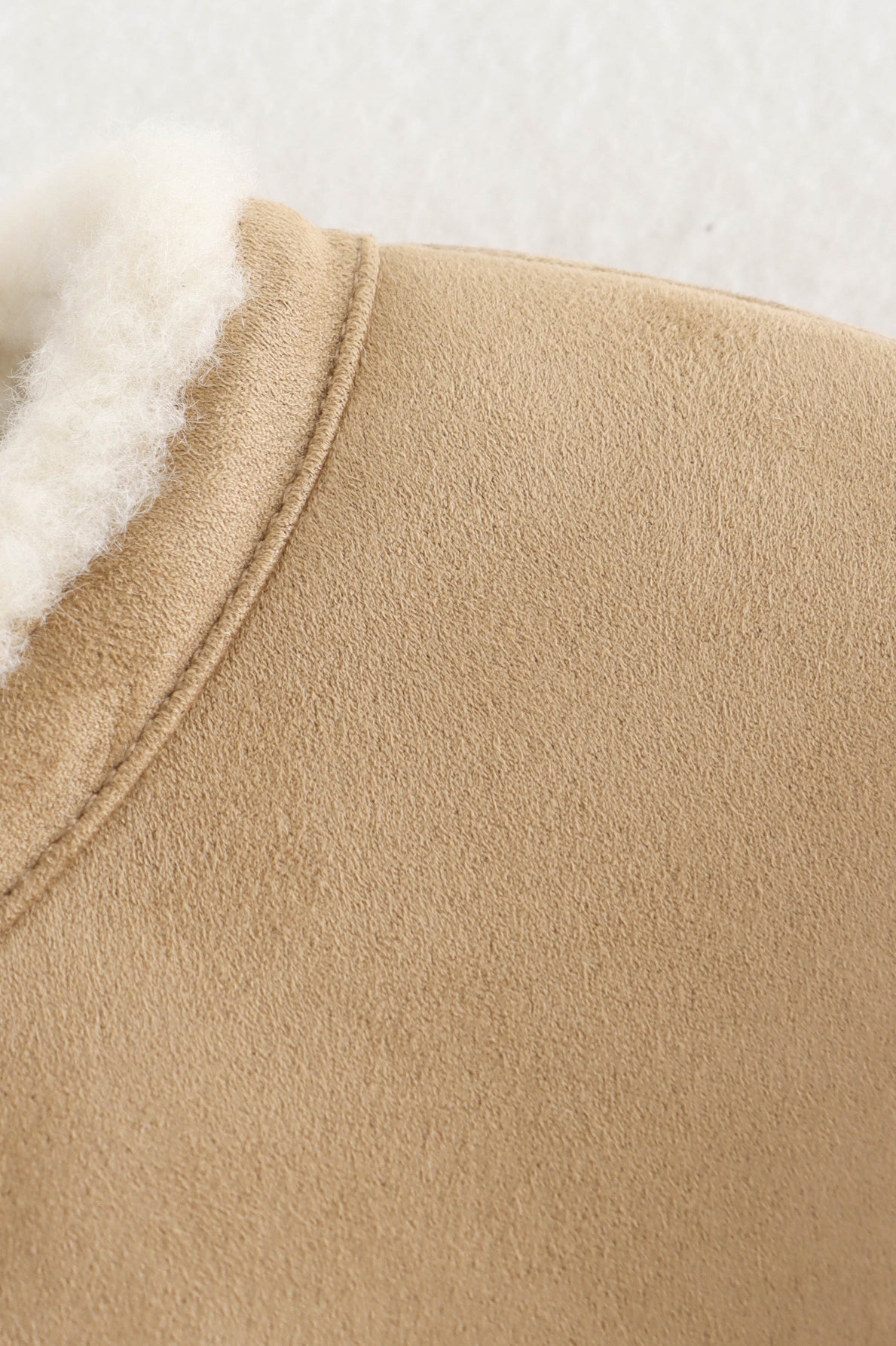 Langry fashion beige shearling-lined bootie with fur trim for winter coats