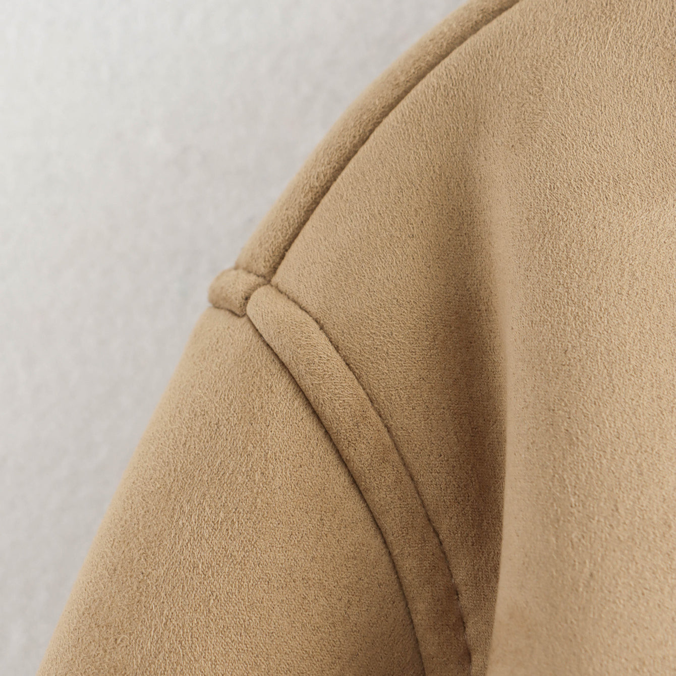 Winter Street Langry fashionable short beige suede coat with button closure