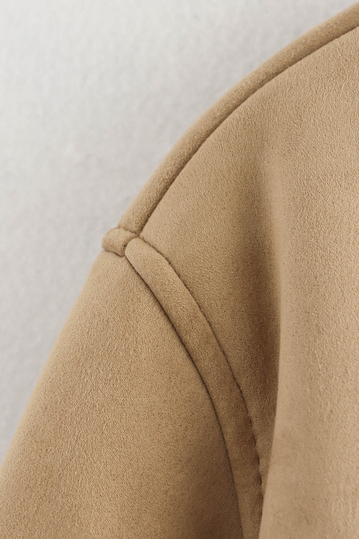 Winter Street Langry fashionable short beige suede coat with button closure