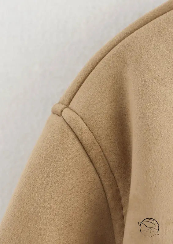 Beige suede langry fashion jacket with button closure