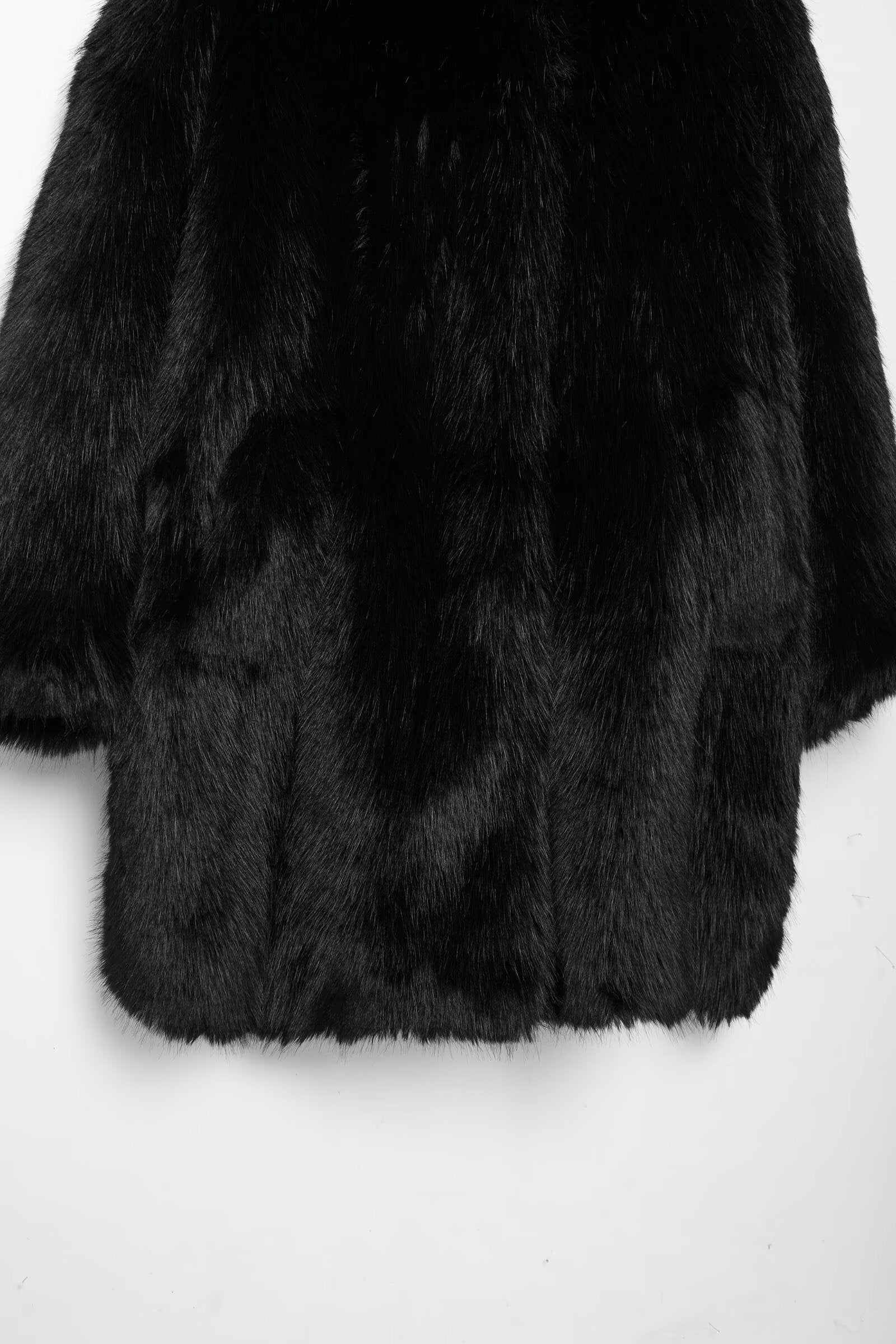 Beautifully Warm Faux Fur Coat in luxurious black faux fur for elegant fashion style