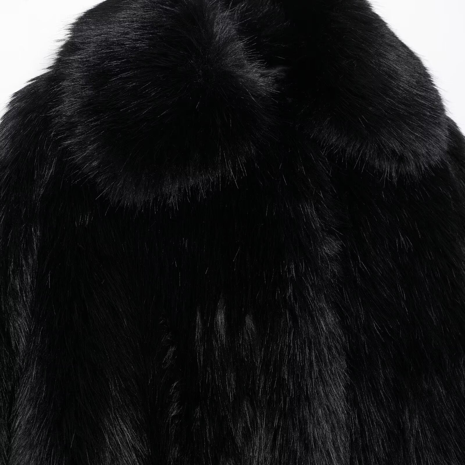 Black faux fur coat with plush collar from Beautifully Warm Faux Fur Coat for stylish fashion