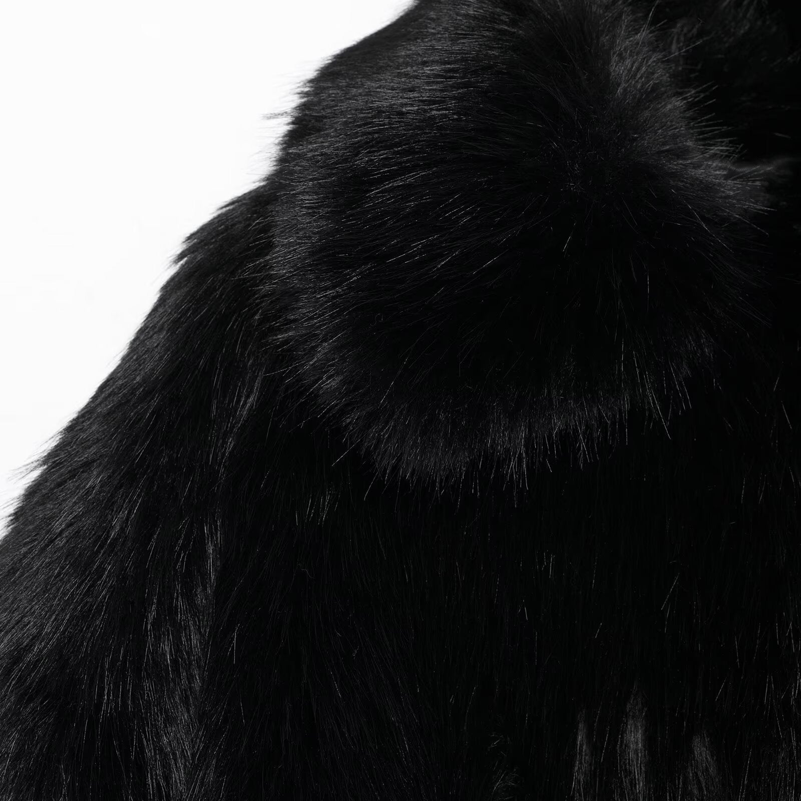 Beautifully Warm Faux Fur Coat showcasing luxurious black faux fur with a plush texture