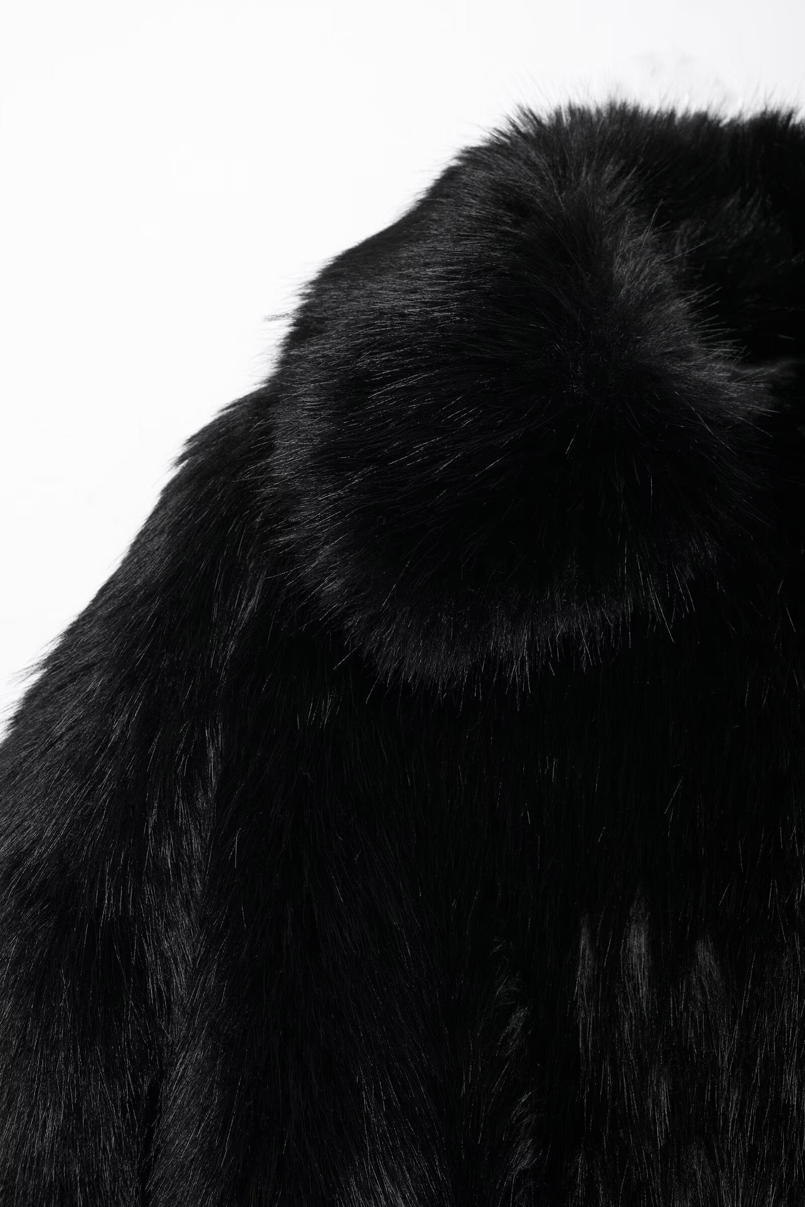 Beautifully Warm Faux Fur Coat showcasing luxurious black faux fur with a plush texture