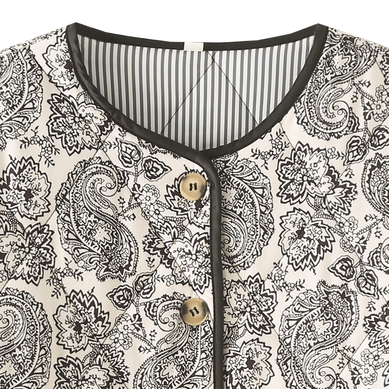 Paisley-patterned button-up jacket from Winter Printed Cotton Padded Coat collection, perfect for fashion and ملابس enthusiasts
