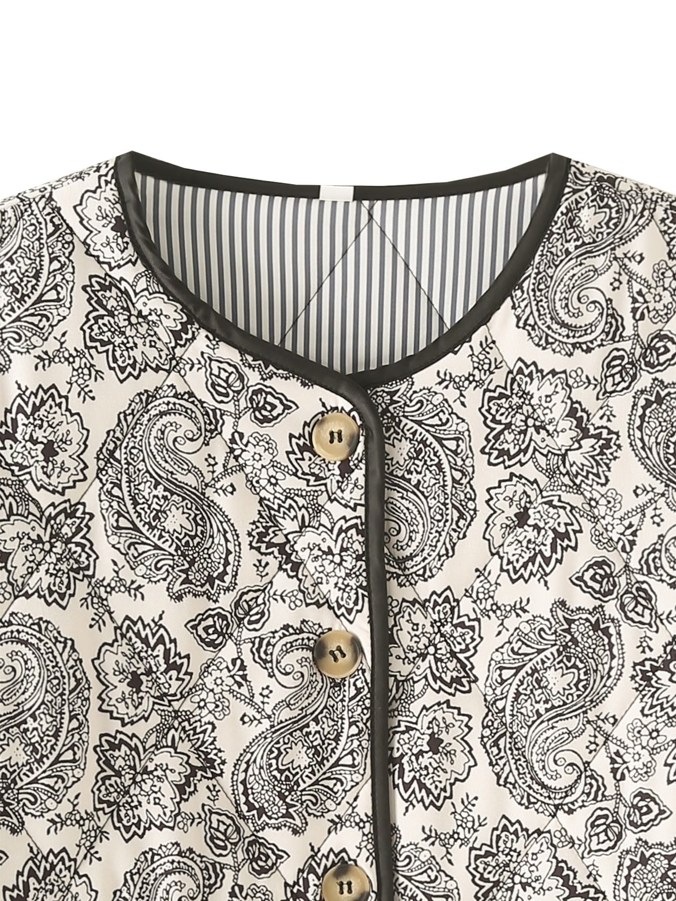 Paisley-patterned button-up jacket from Winter Printed Cotton Padded Coat collection, perfect for fashion and ملابس enthusiasts