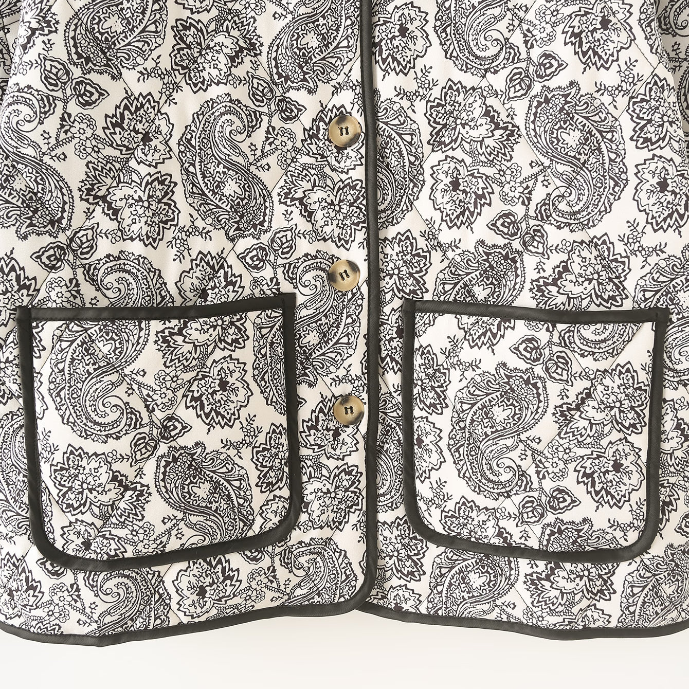 Paisley-patterned fashion jacket with pockets from Winter Printed Cotton Padded Coat collection