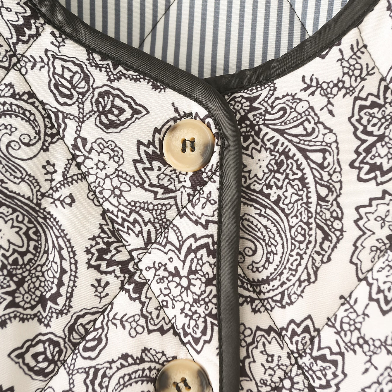 Paisley-patterned quilted coat with buttons from Winter Printed Cotton Padded Coat collection, fashion ملابس