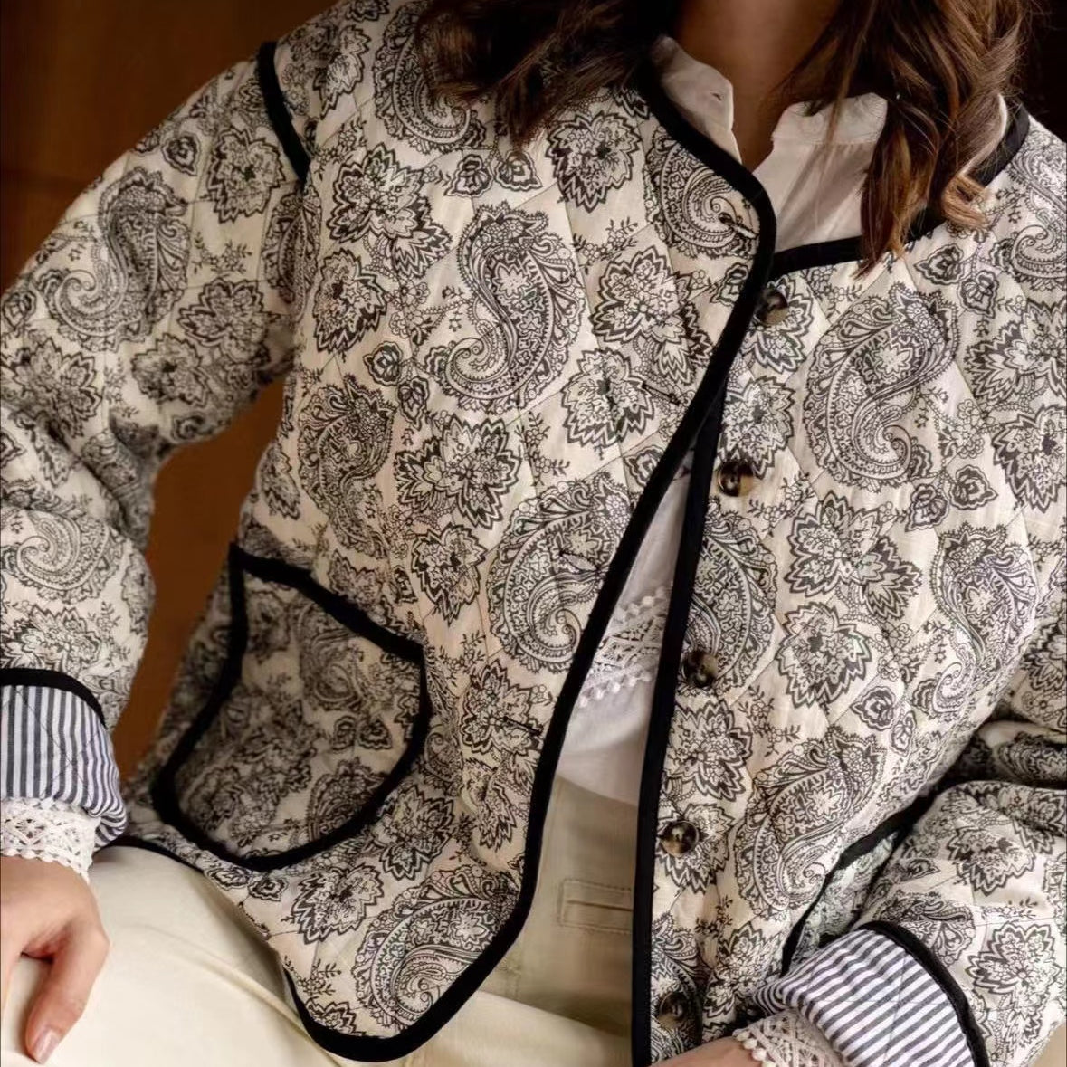 Paisley quilted jacket from Winter Printed Cotton Padded Coat, stylish langry fashion ملابس