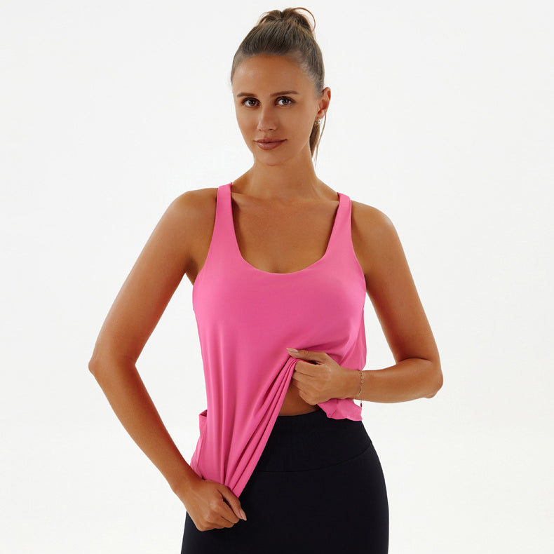 Pink athletic tank top from Yoga Breathable Top, ideal for active fashion and ملابس