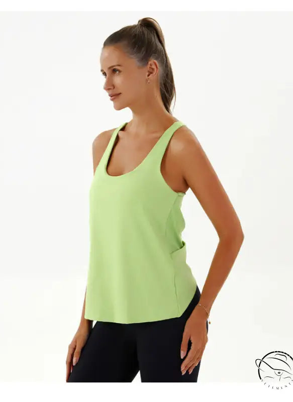Woman in green yoga breathable Langry fashion tank top