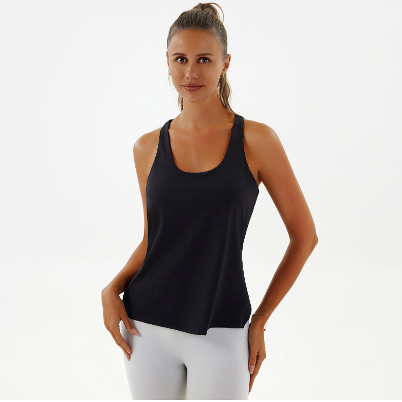 Black racerback tank top from Yoga Breathable Top, perfect for Langry fashion ملابس