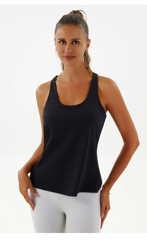 Black racerback tank top from Yoga Breathable Top, perfect for Langry fashion ملابس