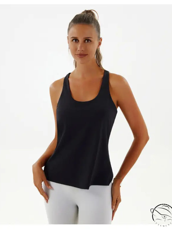 Black racerback yoga breathable top from Langry fashion