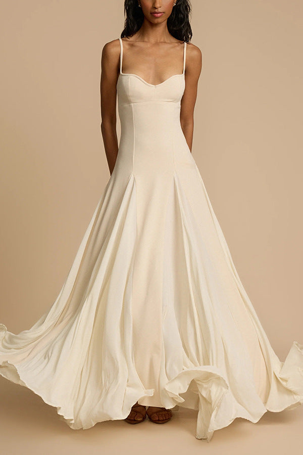 Elegant ivory gown showcasing a casual loose large swing dress style