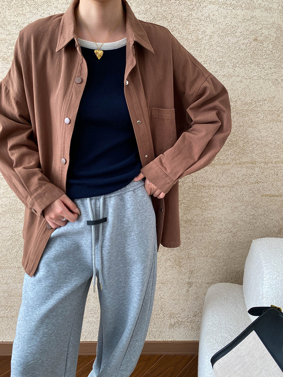 Casual brown button-down shirt from the Langry fashion collection, stylish ملابس choice