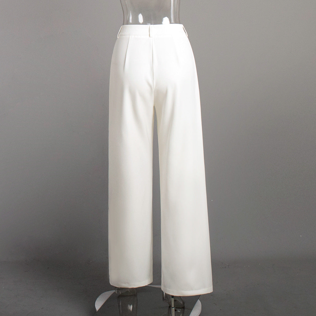 Pure white office high-waisted wide-leg trousers for a sophisticated professional look