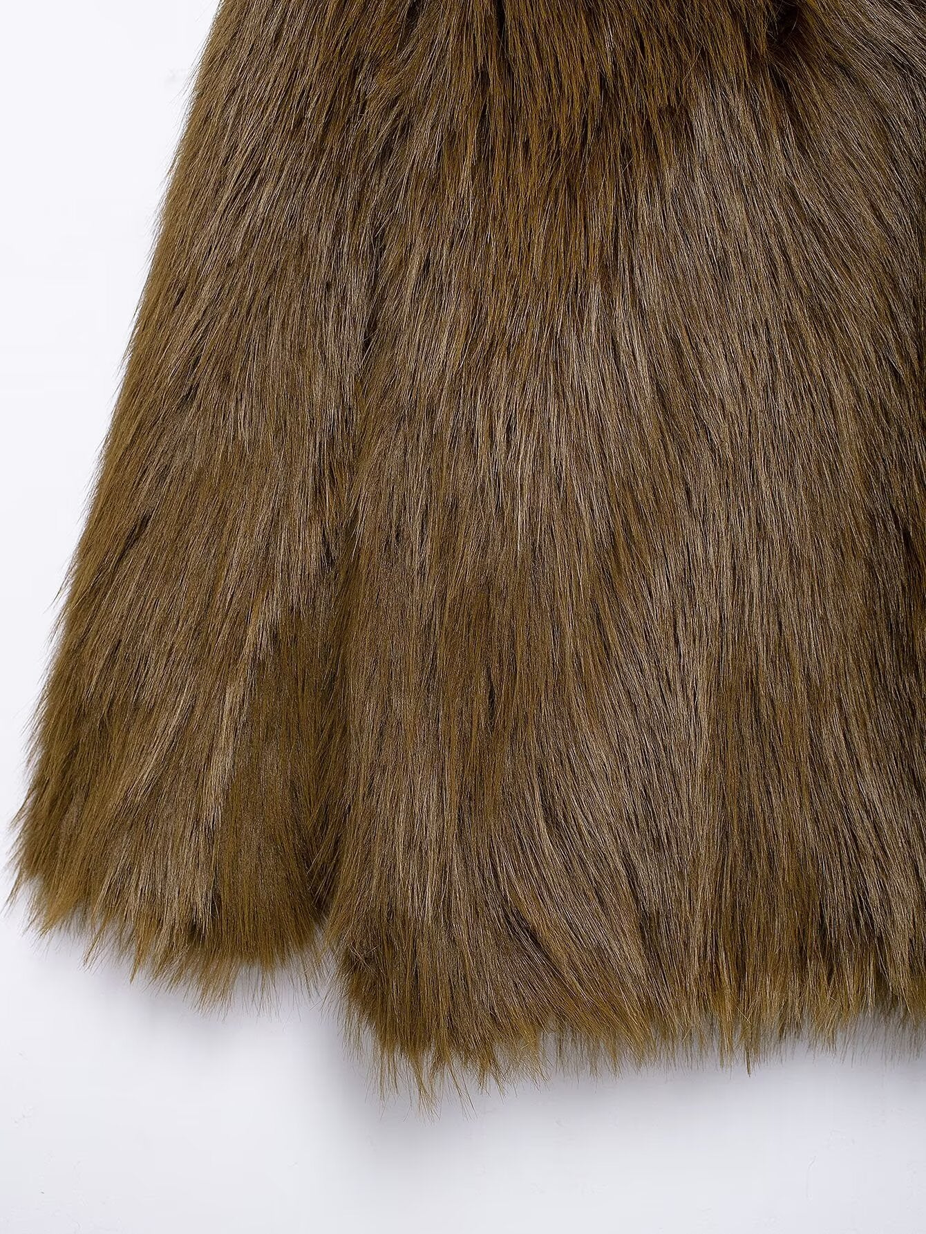 Brown faux fur fabric with a shaggy texture for Langry fashion Fur Effect Short Jacket
