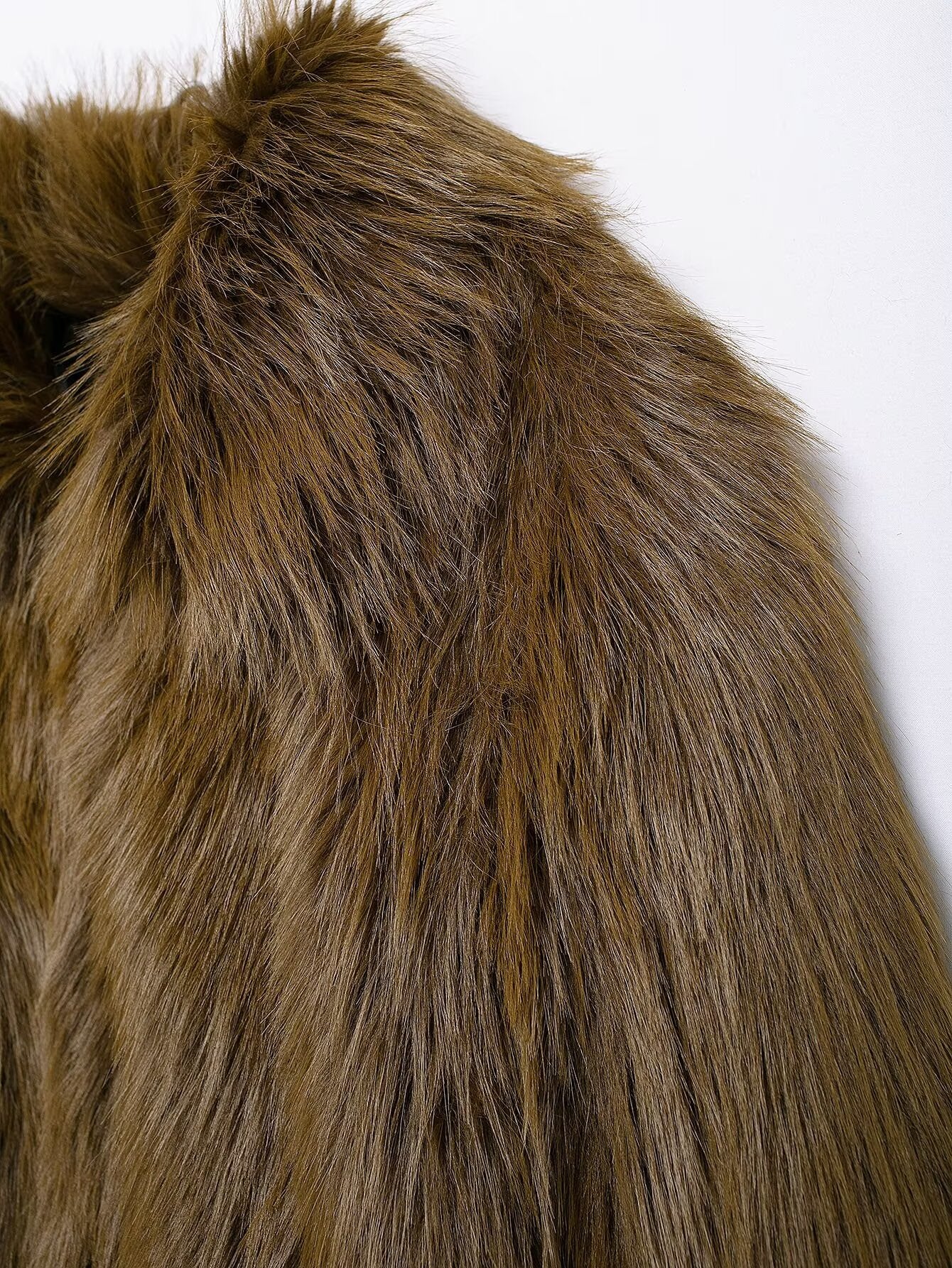 Brown faux fur coat from Fur Effect Short Jacket, perfect for stylish langry fashion