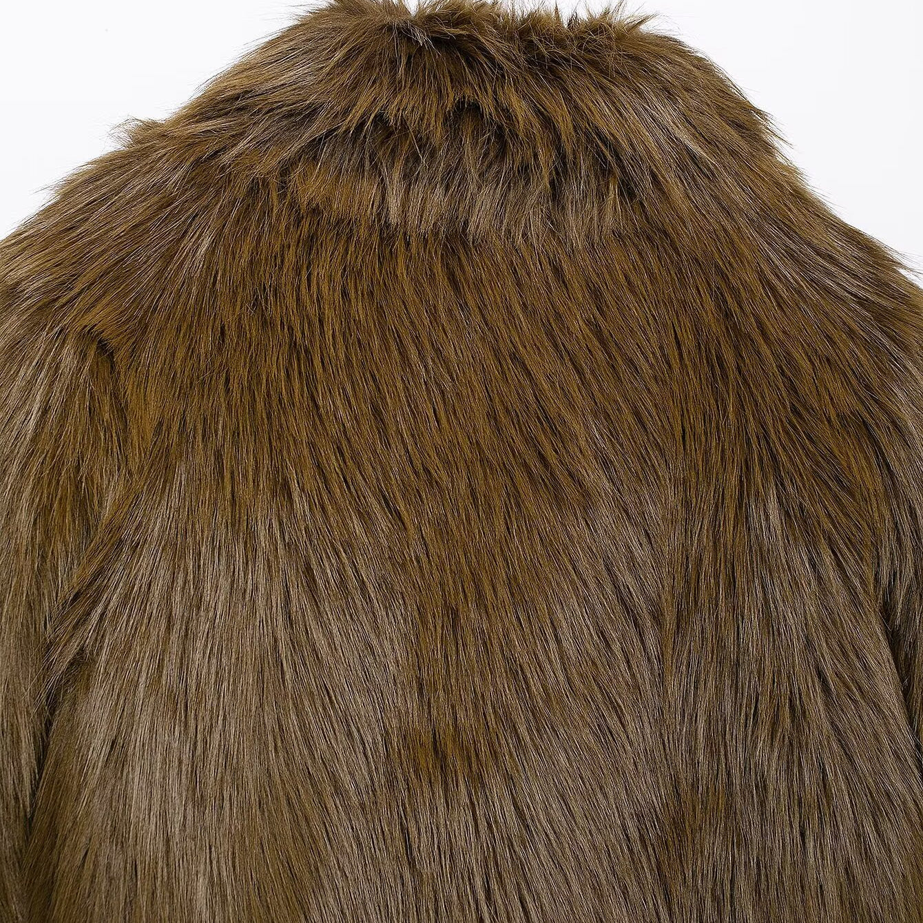 Brown faux fur jacket from Fur Effect Short Jacket collection showcasing stylish langry fashion