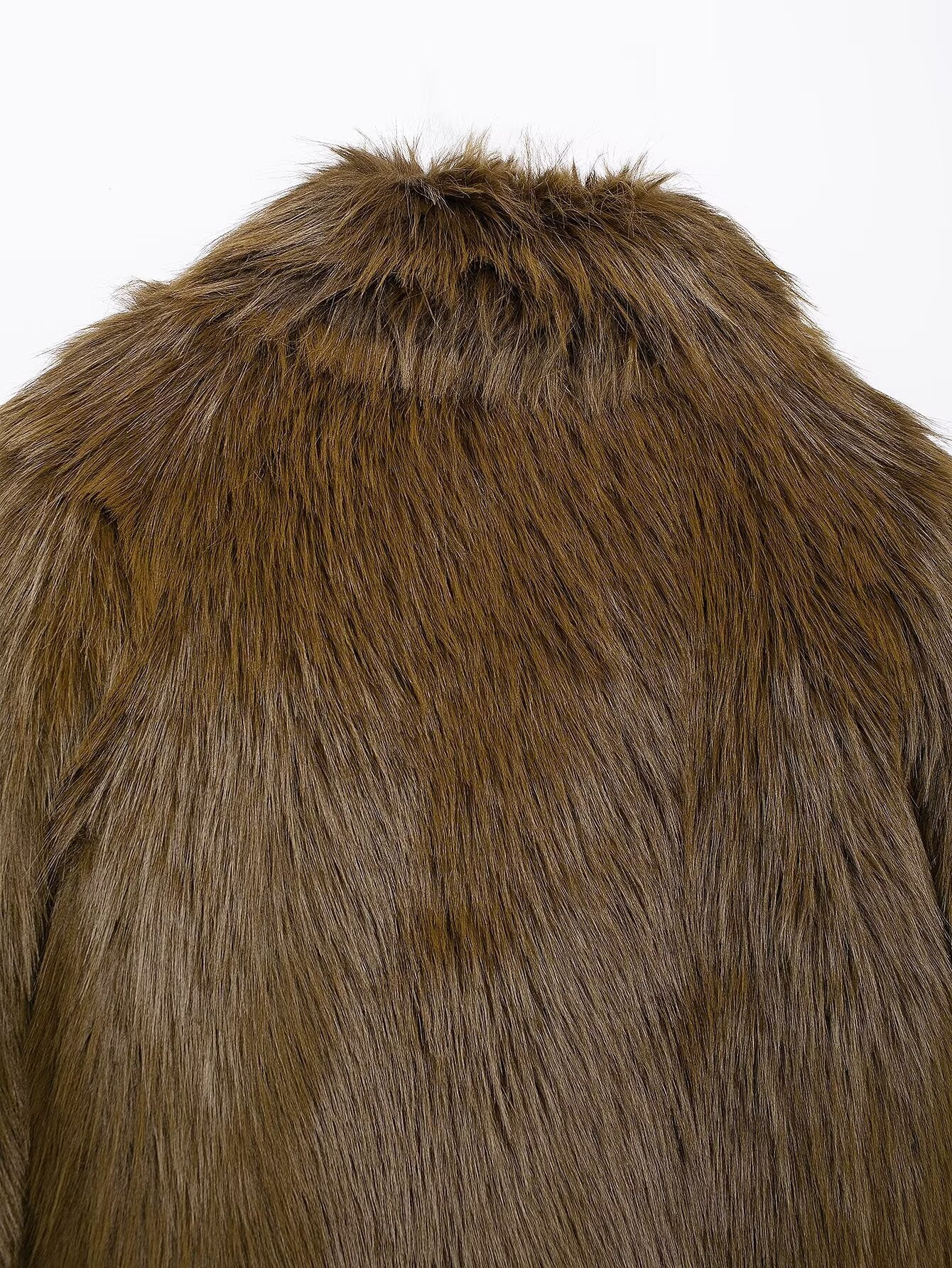 Brown faux fur jacket from Fur Effect Short Jacket collection showcasing stylish langry fashion