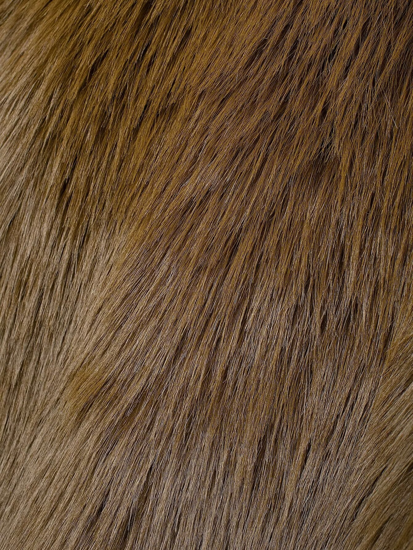 Brown faux fur with long soft fibers on a Langry Fashion Fur Effect Short Jacket