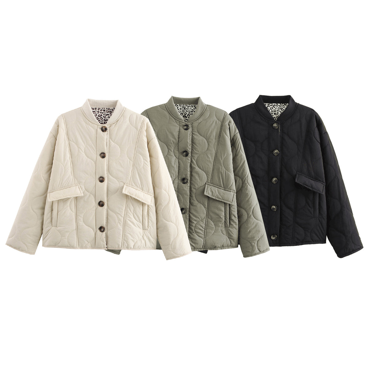 Three quilted, button-down jackets in langry fashion for trendy ملابس styling