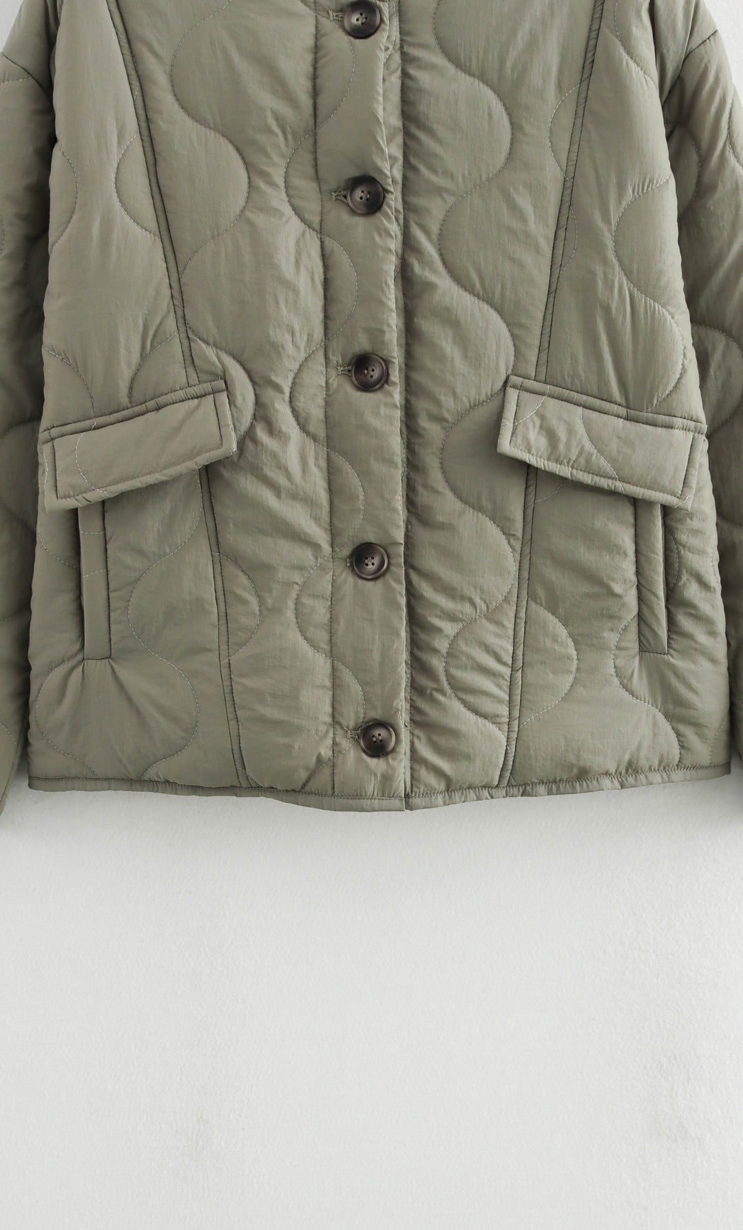 Olive green quilted jacket showcased in All Match Leopard Print Cotton Coat for fashion ملابس