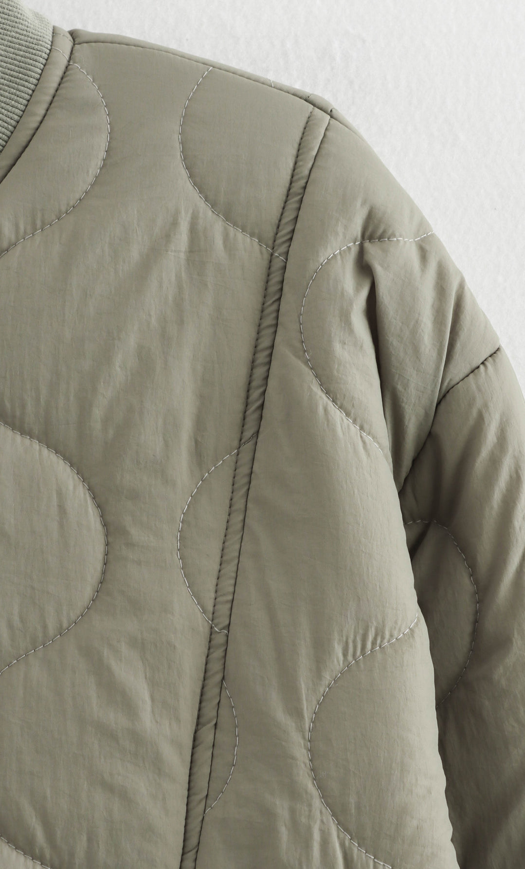 Quilted sage green bomber jacket from the All Match Leopard Print Cotton Coat fashion line