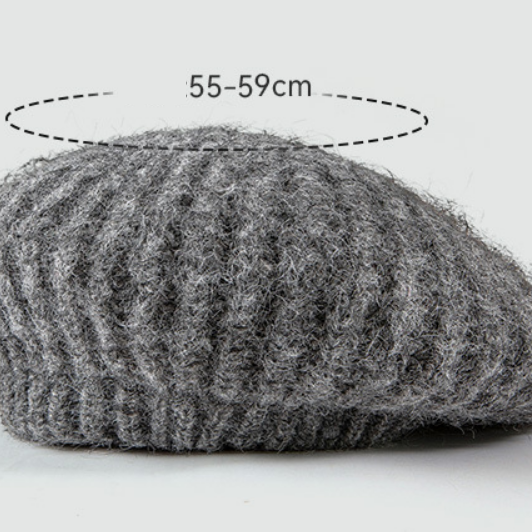 Gray knitted beret featured in a Knitted British Retro Wool Painter Cap design
