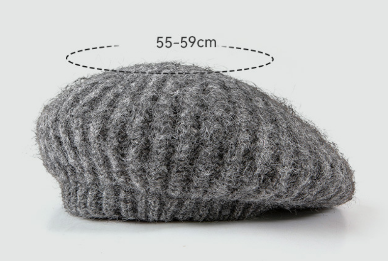 Gray knitted beret featured in a Knitted British Retro Wool Painter Cap design
