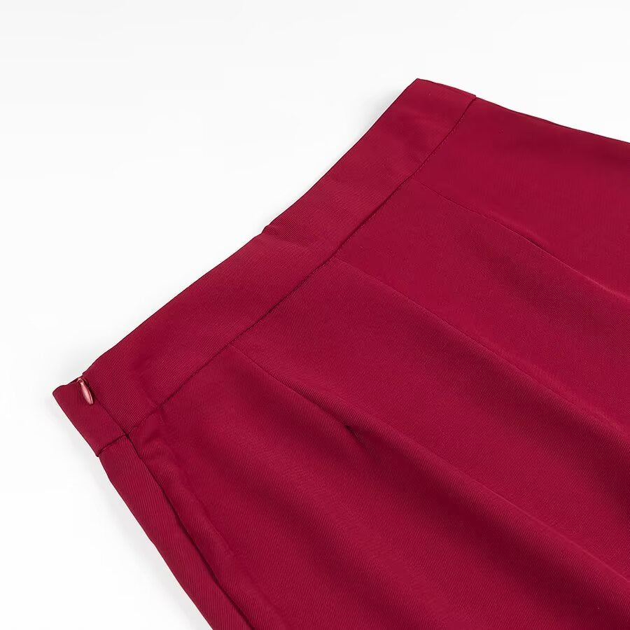 Langry fashion magenta pleated skirt with zipper waistband detail
