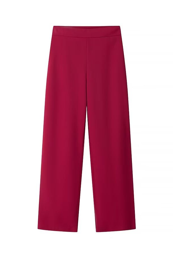 Langry fashion magenta high-waist wide-leg trousers in smooth fabric