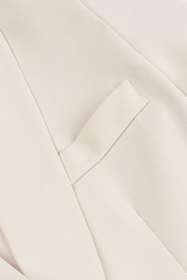 Langry fashion cream-colored striped single-breasted blazer with tuxedo collar