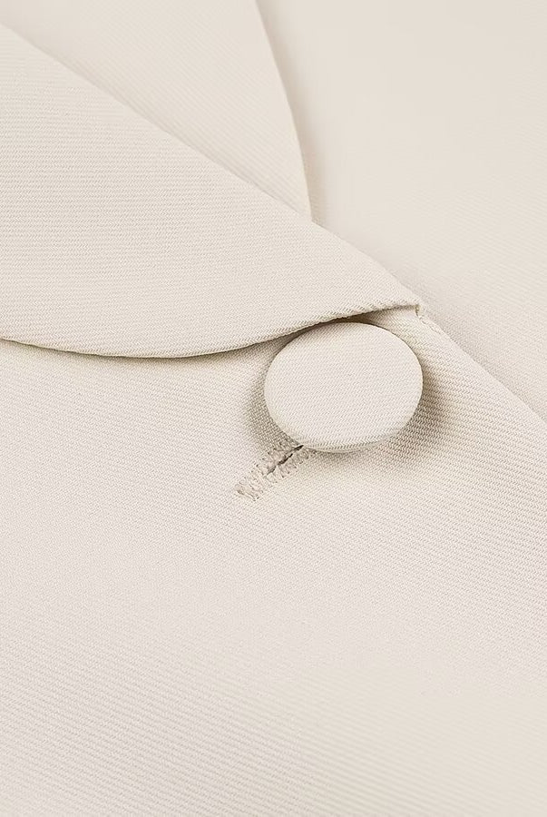 Langry fashion white button-down shirt with tuxedo collar blazer style