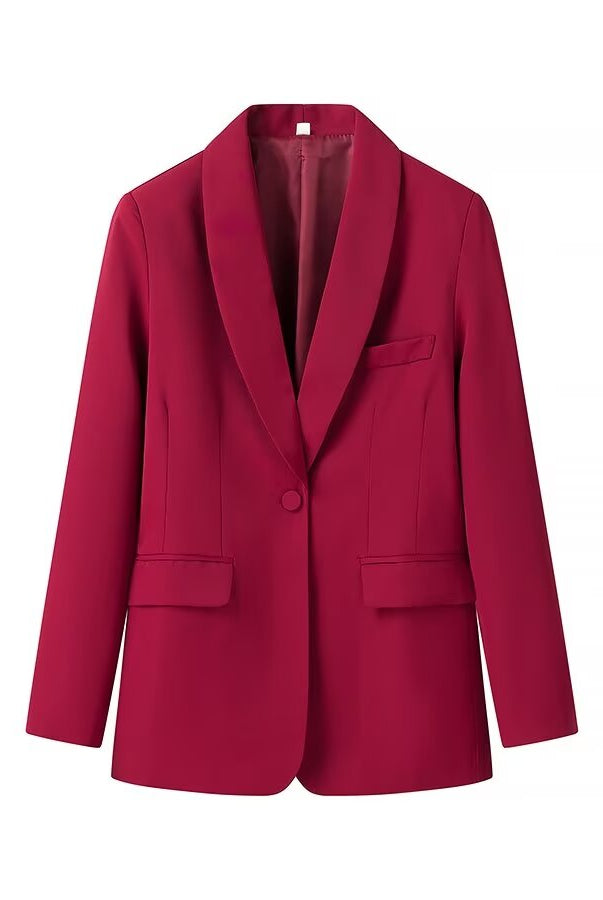 Langry fashion wine-colored blazer with single button and pocket detail