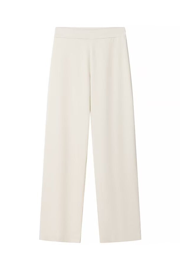 Cream-colored high-waist wide-leg trousers in Langry fashion ملابس