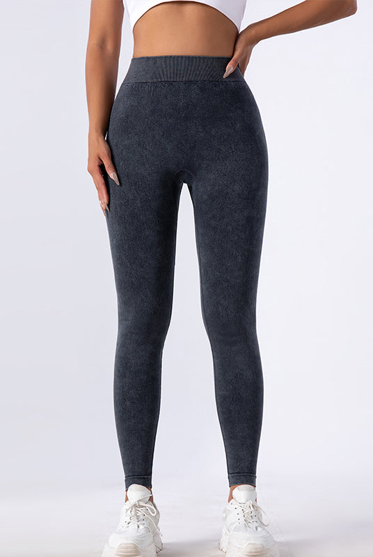 Dark gray high-waisted seamless leggings for yoga fashion and activewear ملابس
