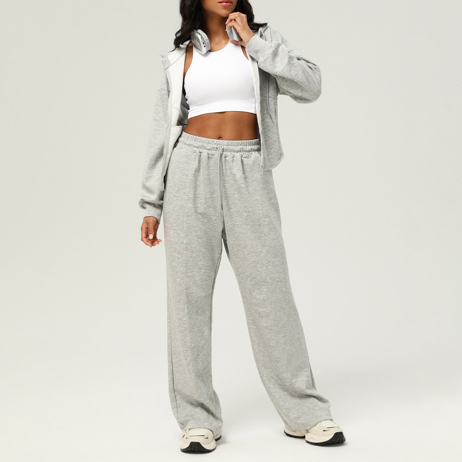 Gray sweat suit from Langry, ideal for casual outdoor fashion and ملابس