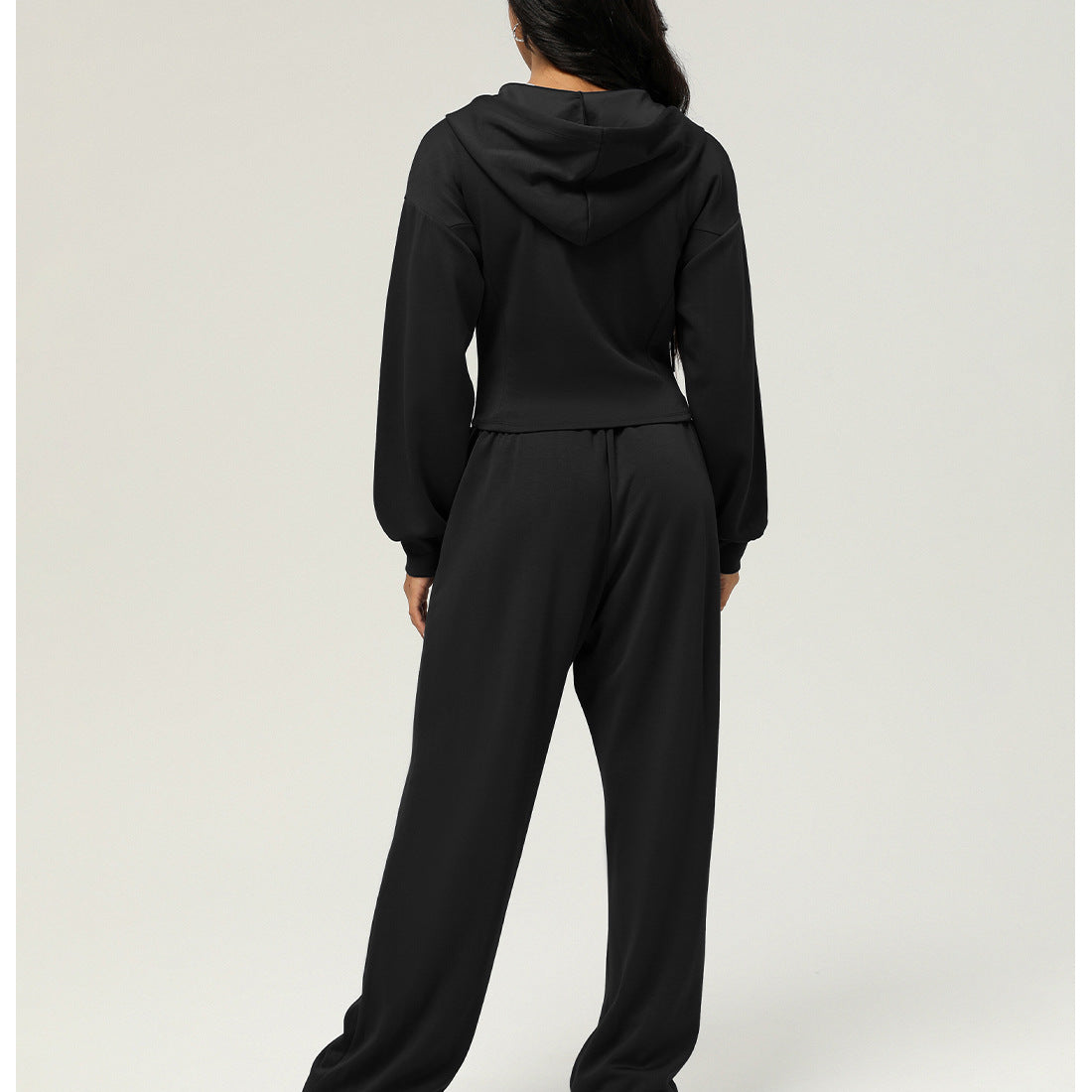 Black hooded tracksuit from Langry, perfect for casual outdoor fashion ملابس