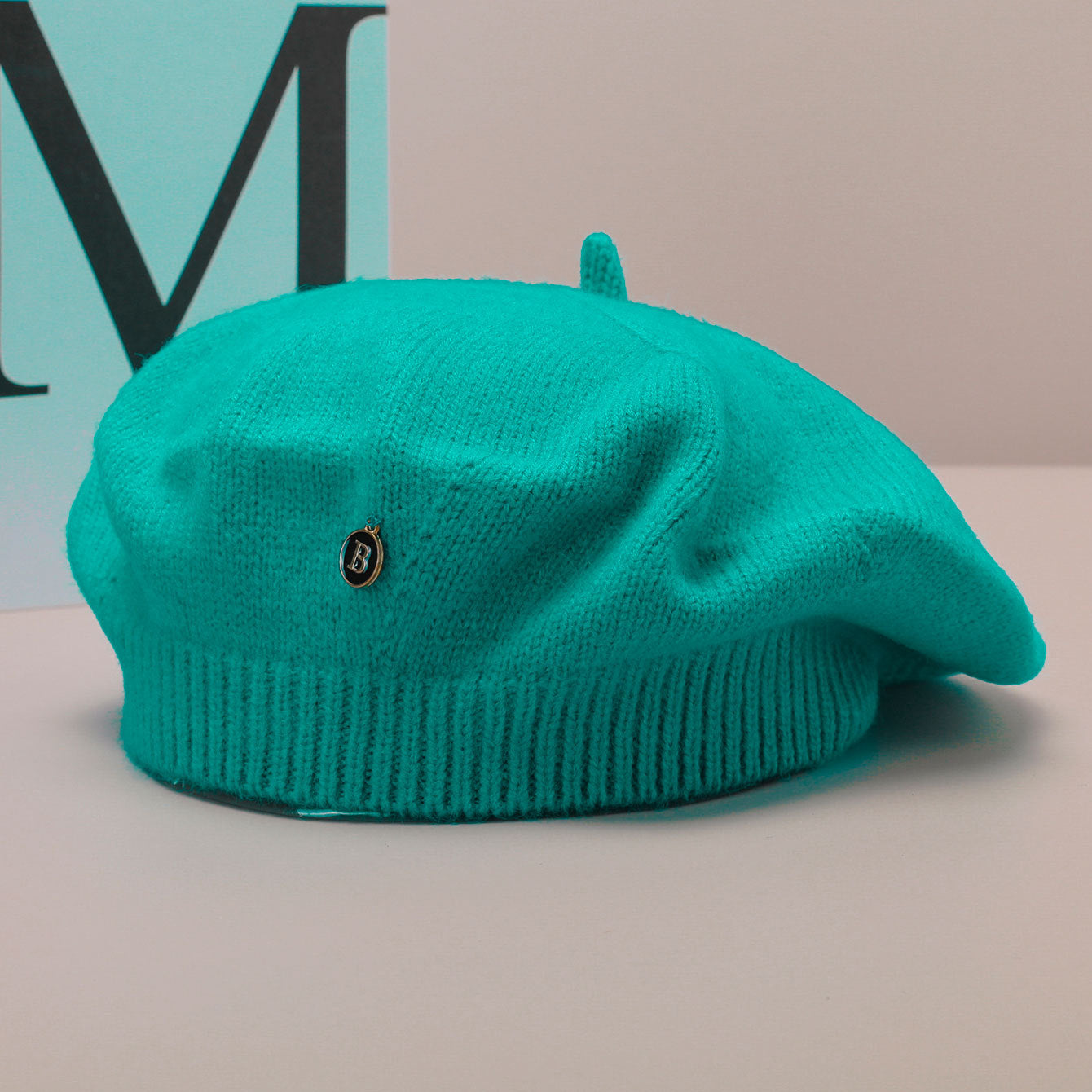 Teal knitted beret for fashion and ملابس, featured in the Knitted Korean Small Painter Cloud Hat collection