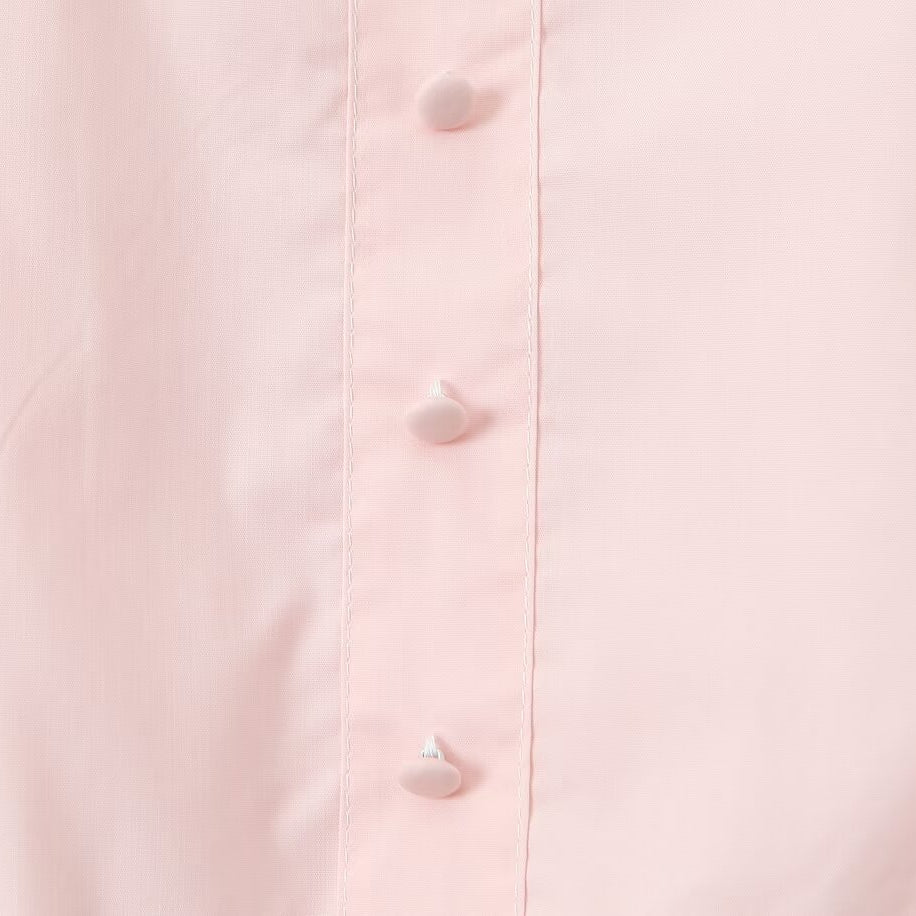 Pale pink fabric with button details in Enchanting Steel Bracket Short Dress, ملابس