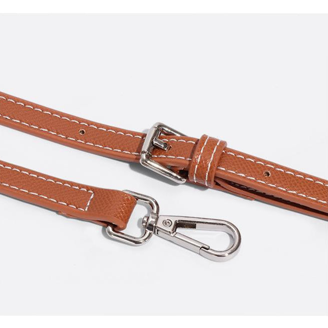 Brown leather strap with metal buckle and clip for Langry Mini All Match Shoulder Bag