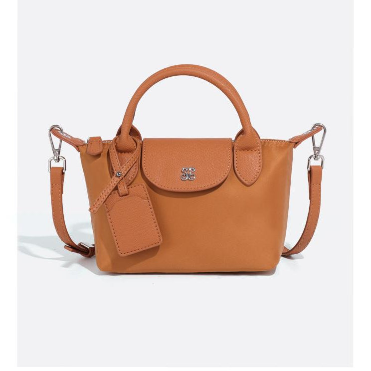Brown leather handbag with shoulder strap, perfect for Langry fashion and ملابس styles