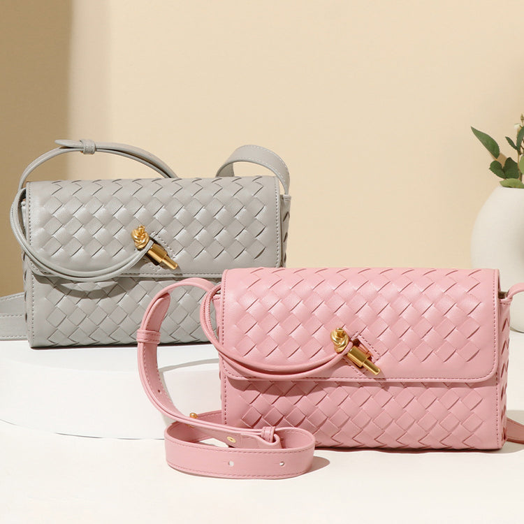 Two woven leather shoulder bags from Langry, a stylish addition to any fashion ensemble