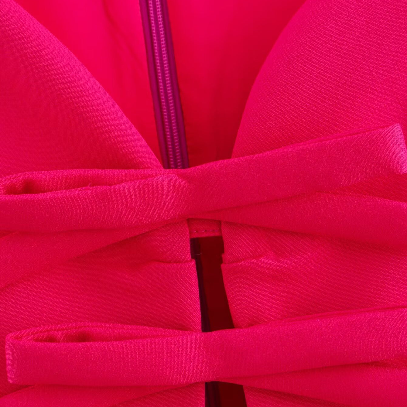 Bright pink fashion dress with zipper and bowknot detail, perfect for stylish ملابس